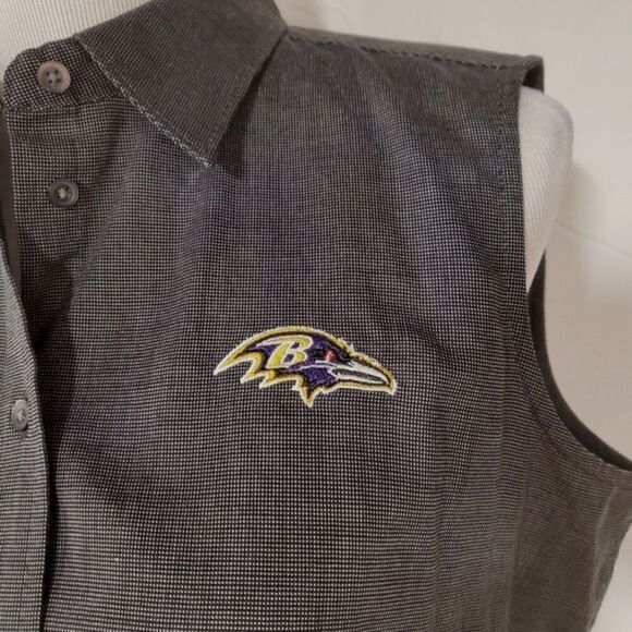 Cutter & Buck NFL Baltimore Ravens Black & White Small Check Button Front Blouse - Picture 3 of 10
